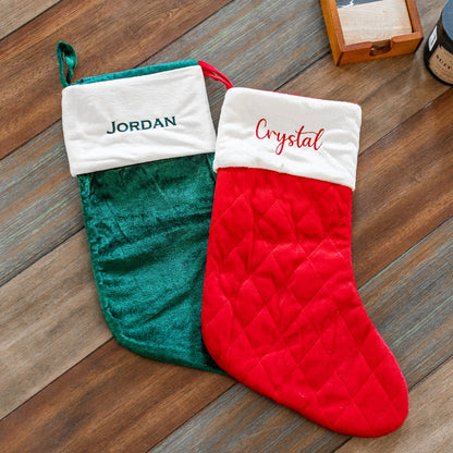 Velvet Embroidered Christmas Stockings