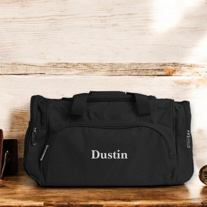 Customized Embroidered Black Duffle Bag