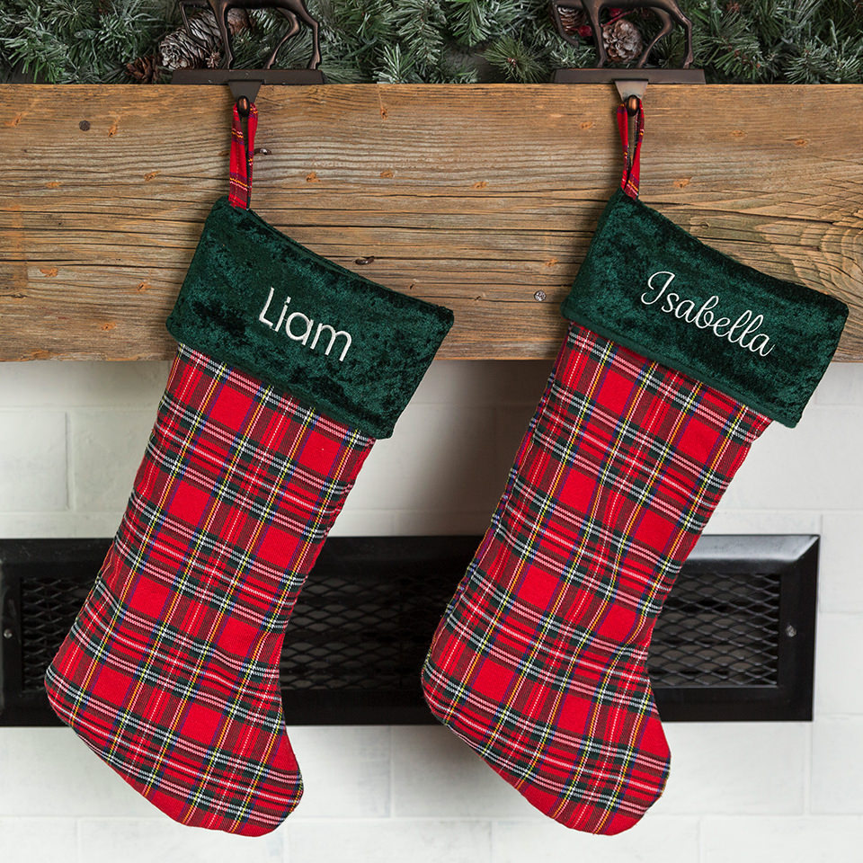 Customized Plaid Christmas Stockings