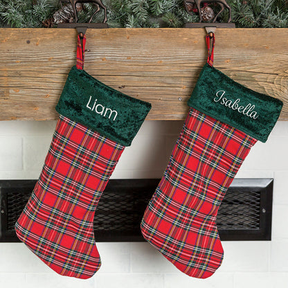 Customized Plaid Christmas Stockings