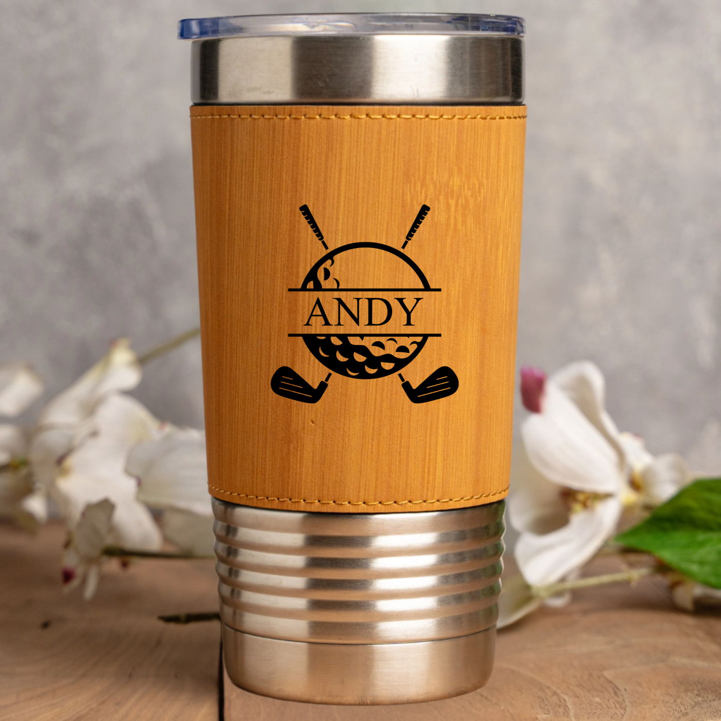 Customized Leather Wrapped Stainless Golf Tumblers