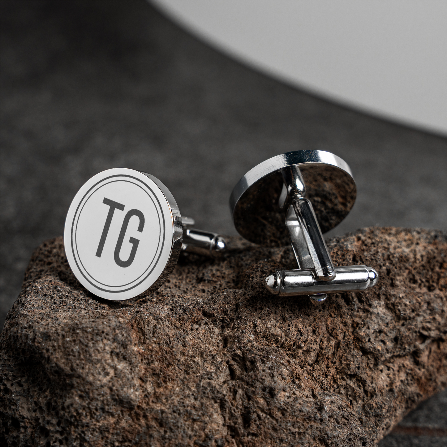 Customized Round Silver Cufflinks