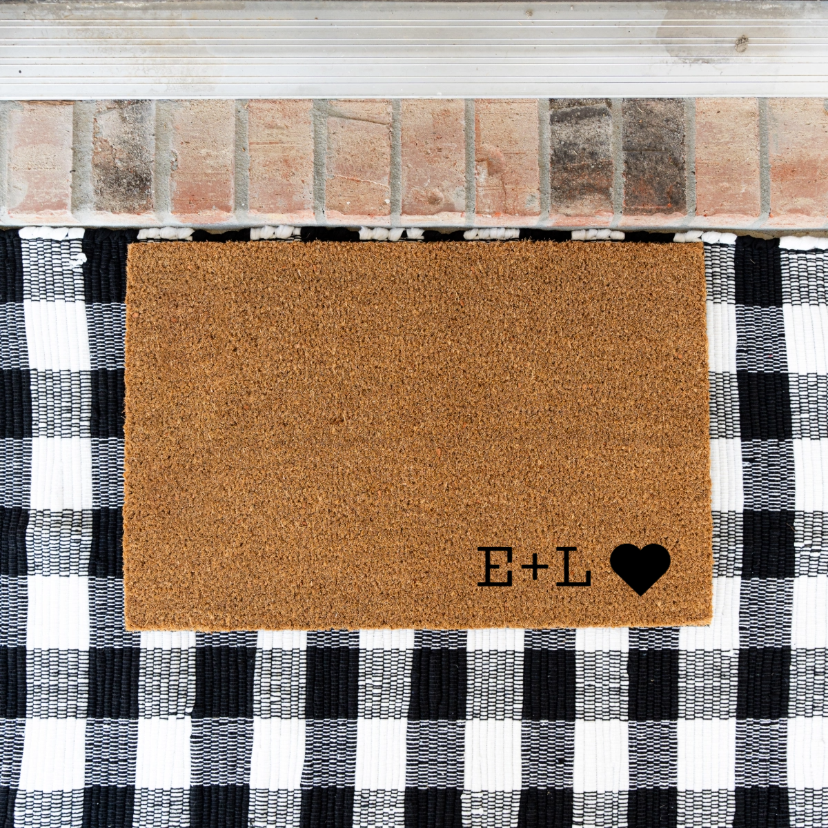 Customized Initials + Heart Doormat