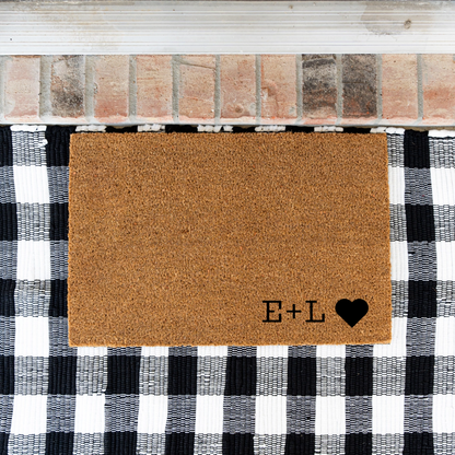 Customized Initials + Heart Doormat