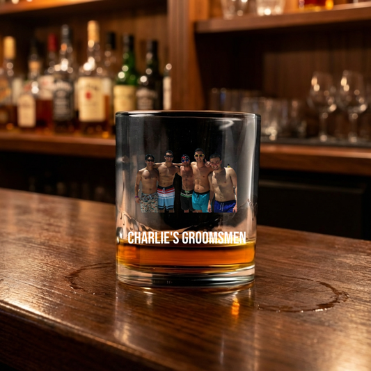 Customized Groomsmen Photo Whiskey Glasses