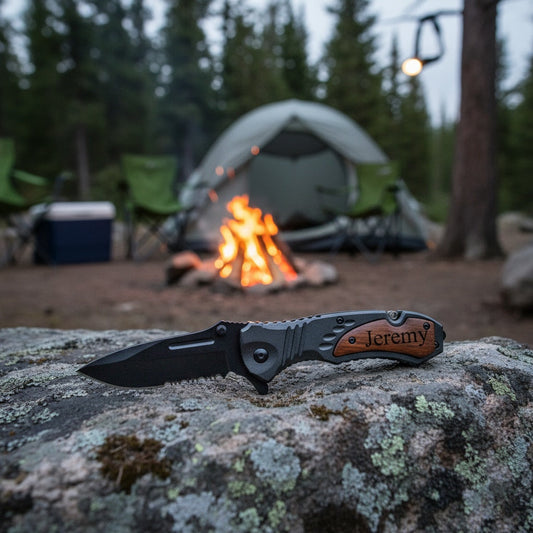 Customized Black Handle & Blade Hunting Knife
