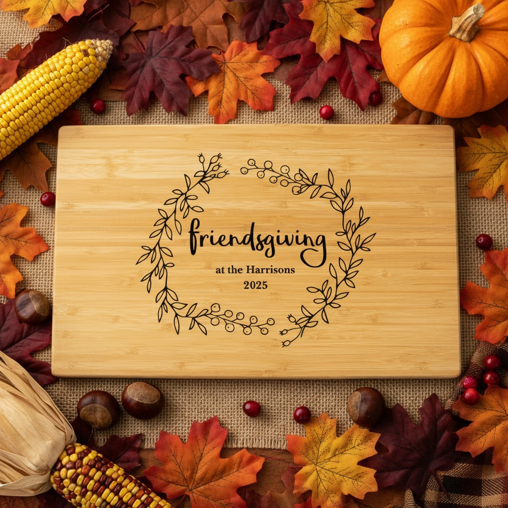 Bamboo Custom Cutting Board Friendsgiving