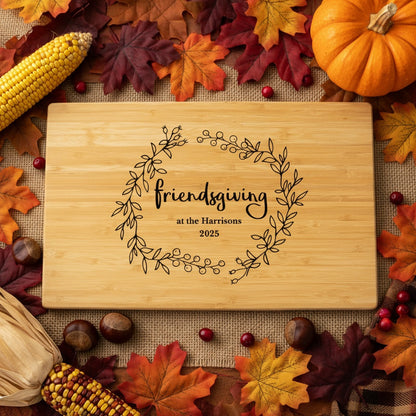 Bamboo Custom Cutting Board Friendsgiving