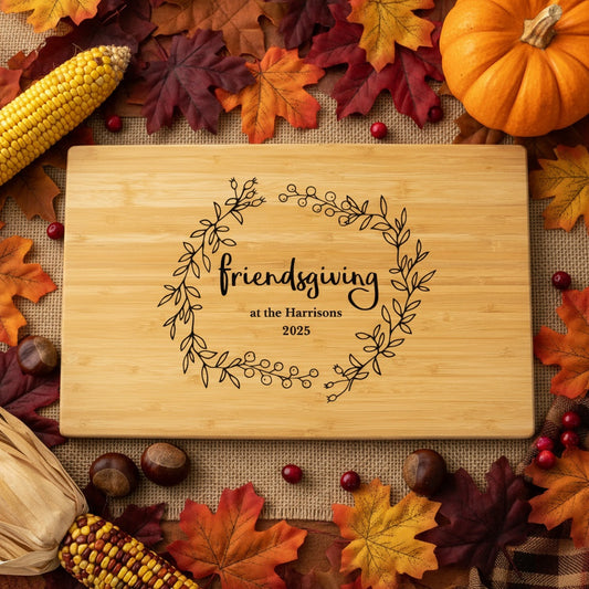 Bamboo Custom Cutting Board Friendsgiving