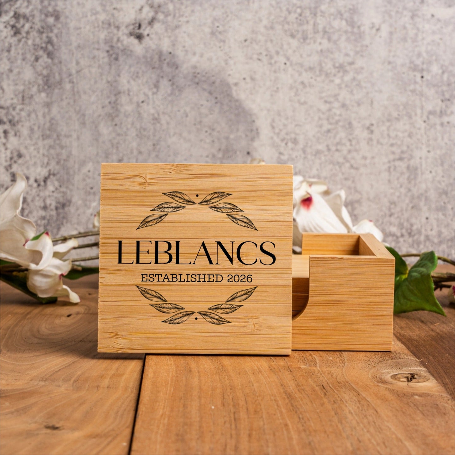 Custom Engraved Bamboo Coasters - Signature Designs