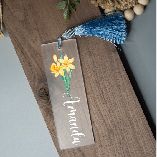 Customized Birth Flower Bookmark with Name