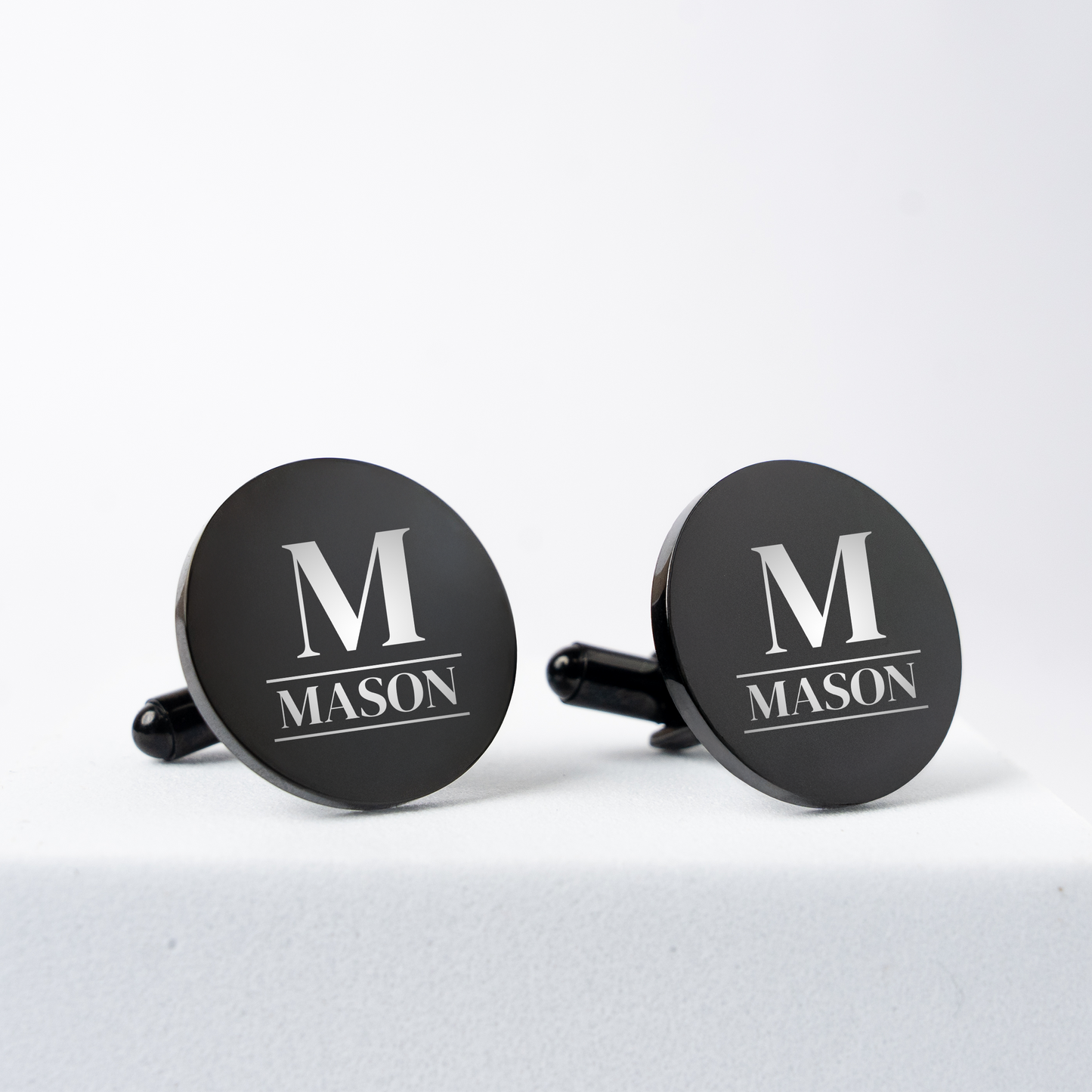 Customizable Round Black Cufflinks
