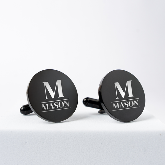 Customizable Round Black Cufflinks