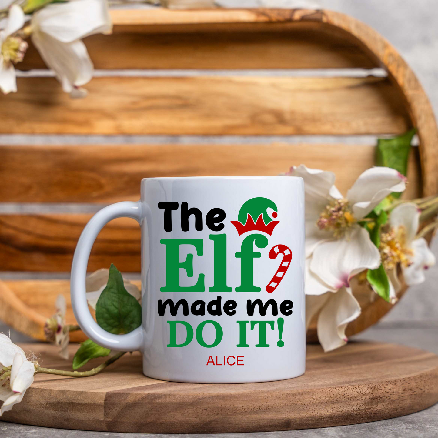 Customized Christmas Elf Mug – Custom Name Holiday Coffee Cup