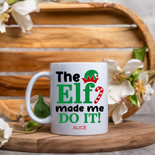 Customized Christmas Elf Mug – Custom Name Holiday Coffee Cup