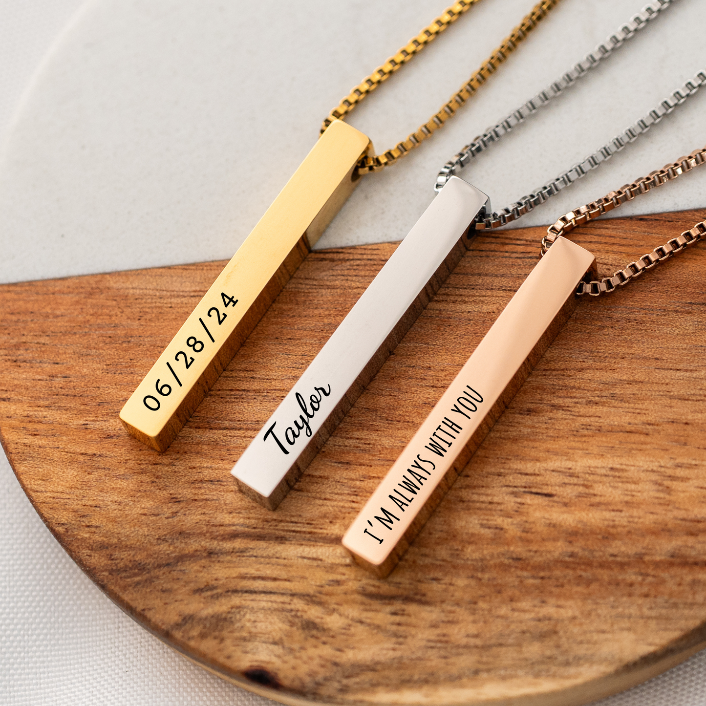 Custom Engraved Vertical Bar Necklace
