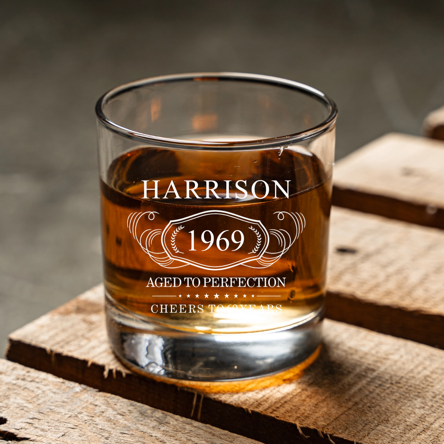 Custom Aged To Perfection Birthday Whiskey Glass
