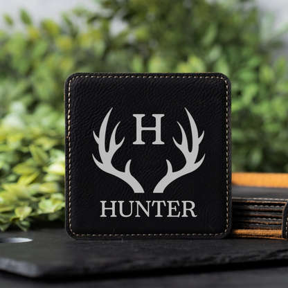 Customized Black Leather Coasters