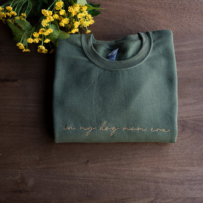 Customized In My Dog Mom Era Crewneck with Names on Sleeve