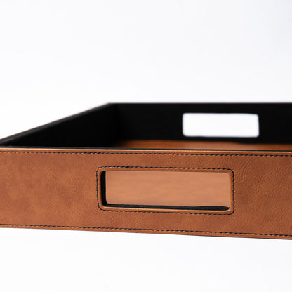 Customized Brown Leather Serving Tray - Signature Designs