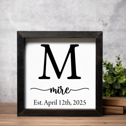 Customized Family Name Sign with Initial