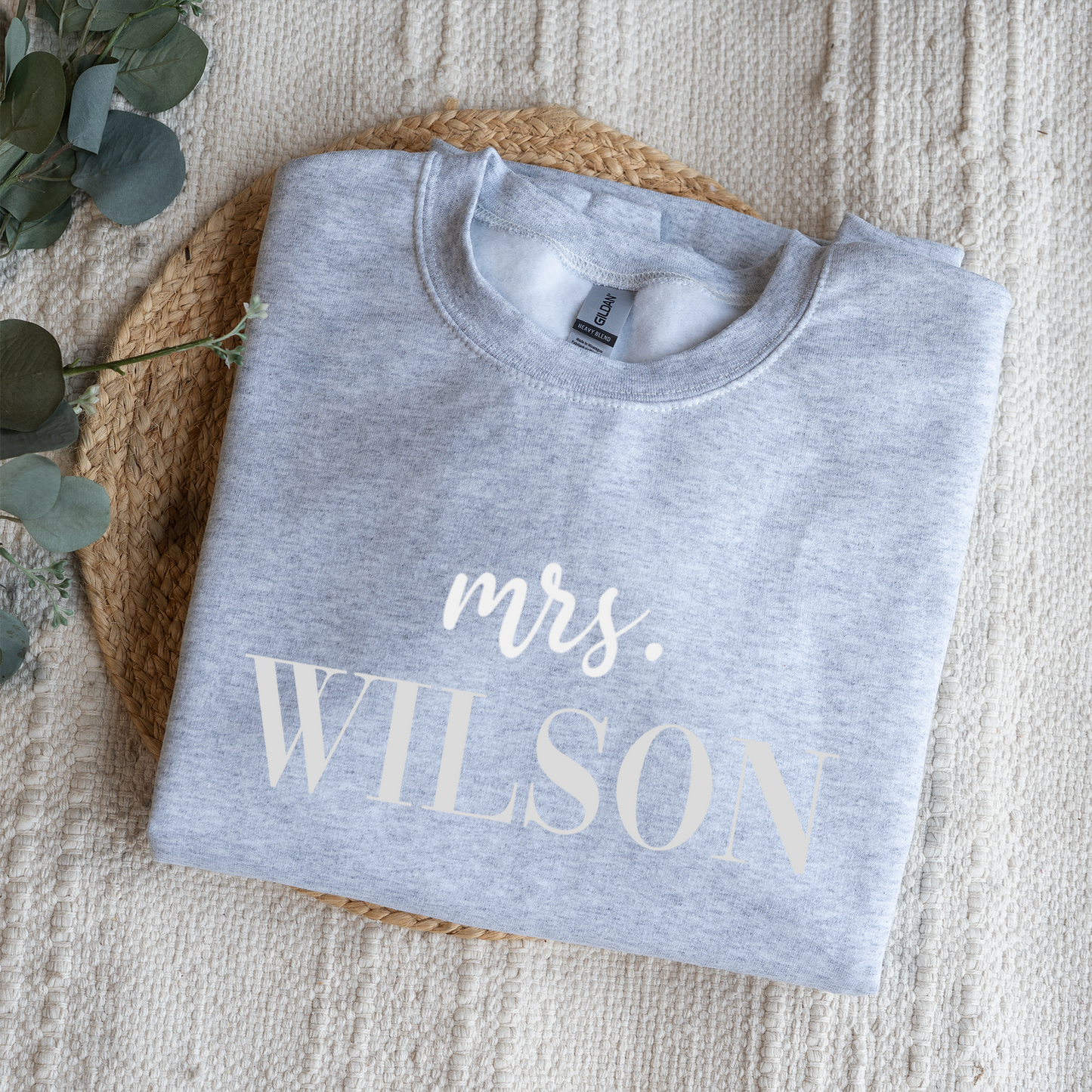 Customized Mrs. Sweatshirt with Initials on Sleeve
