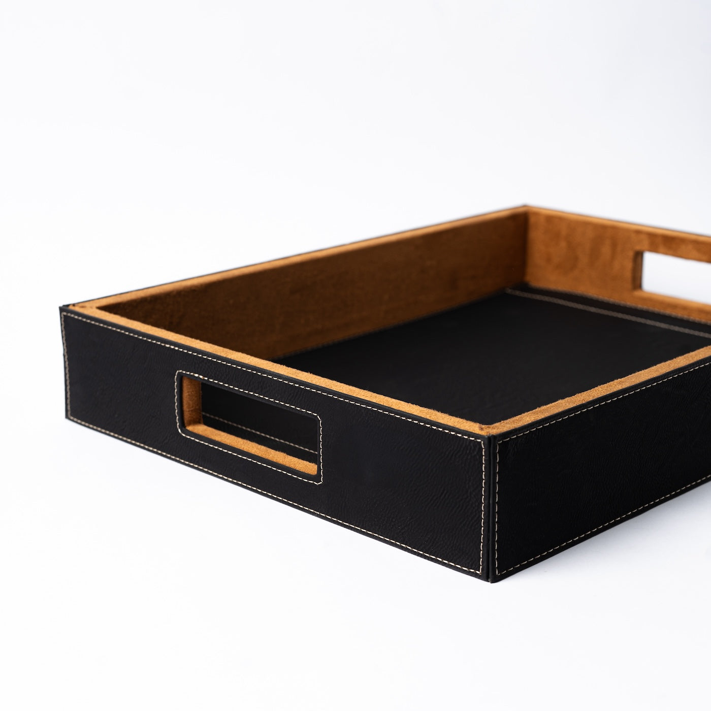 Customized Black Vegan Leather Serving Tray - Signature Designs