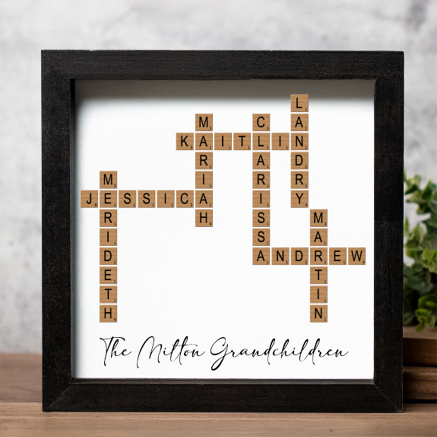 Customized Family Name Tile Sign – Custom Crossword Wall Art