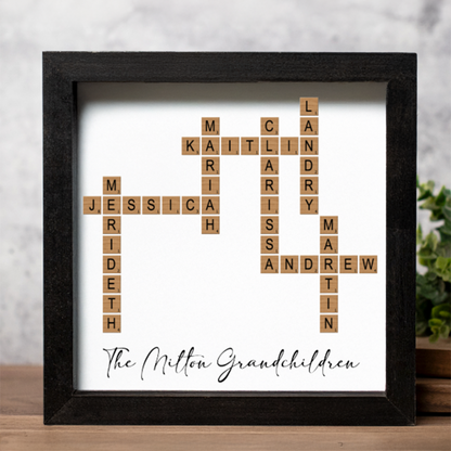 Customized Family Name Tile Sign – Custom Crossword Wall Art