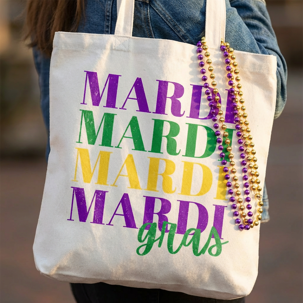 Mardi Gras Custom Bead Bag Tote