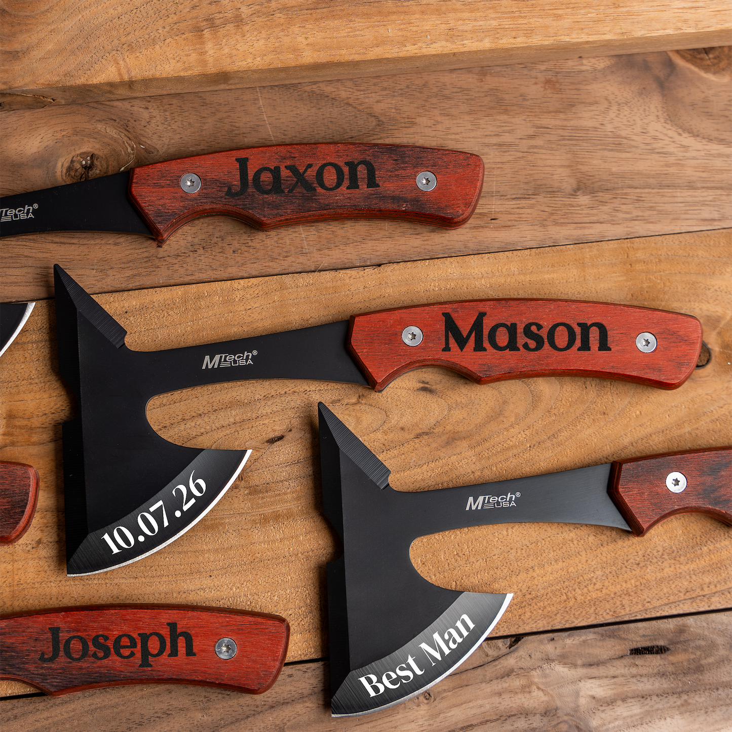 Set of 5 Engraved Axes - Groomsmen Gift