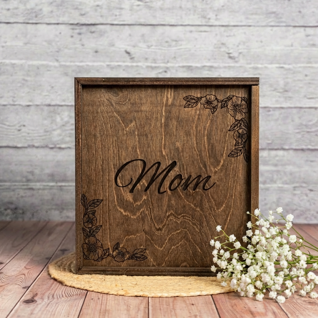 Custom Mothers Day Wooden Engraved Gift Box