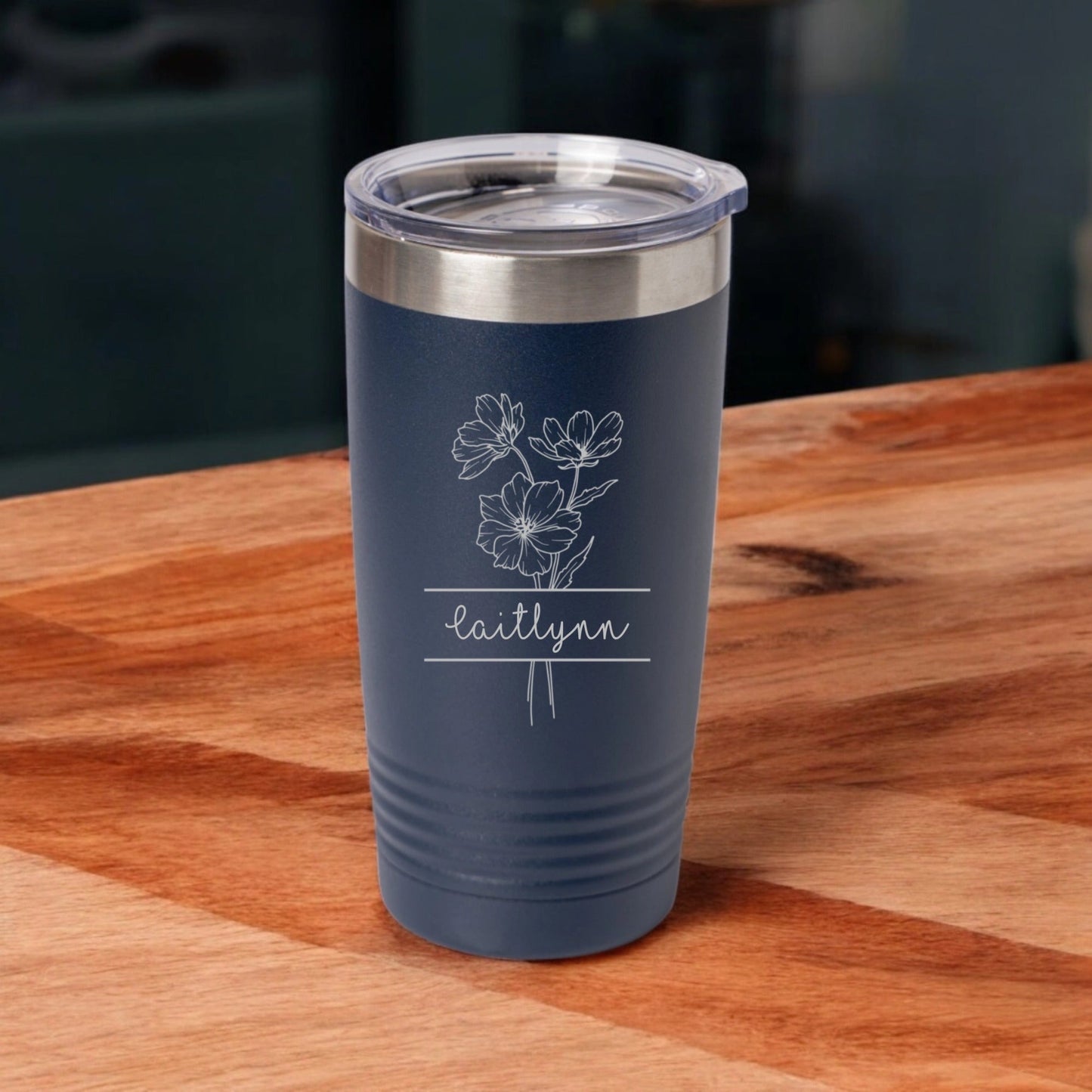 Customized Split Birth Floral 20oz Tumblers with Silver Lip
