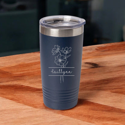 Customized Split Birth Floral 20oz Tumblers with Silver Lip