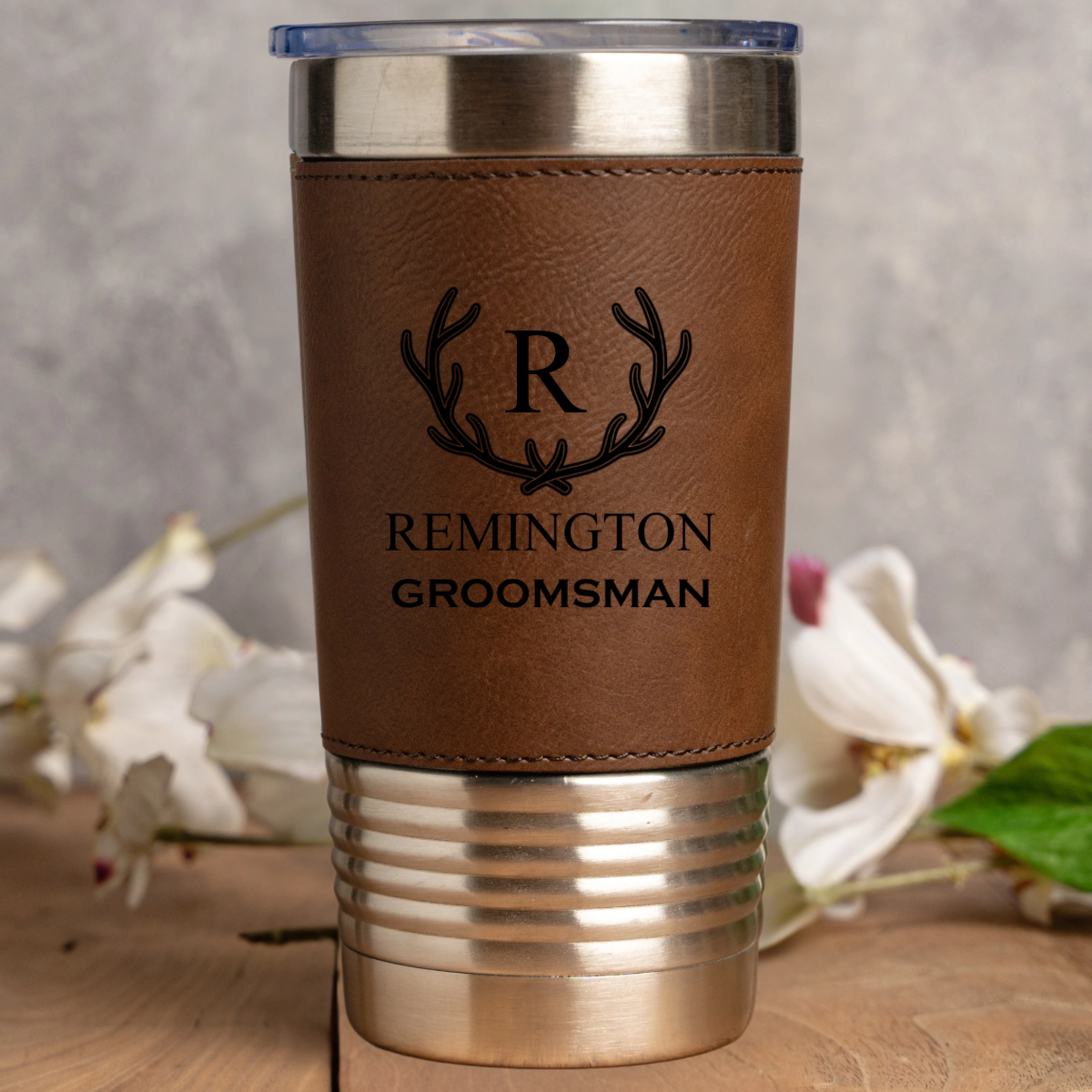 Customized Leather Wrapped Stainless Tumblers - Groomsmen, Bridesmaids, Best Man