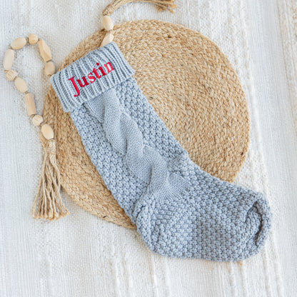 Custom Embroidered Cable Knit Christmas Stockings