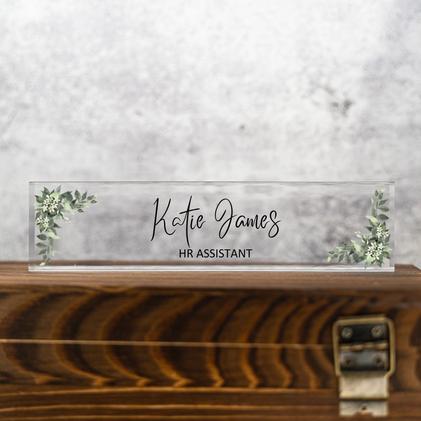Customized Acrylic Name Plate for Desk - Floral Designs