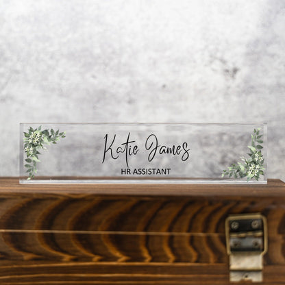 Customized Acrylic Name Plate for Desk - Floral Designs