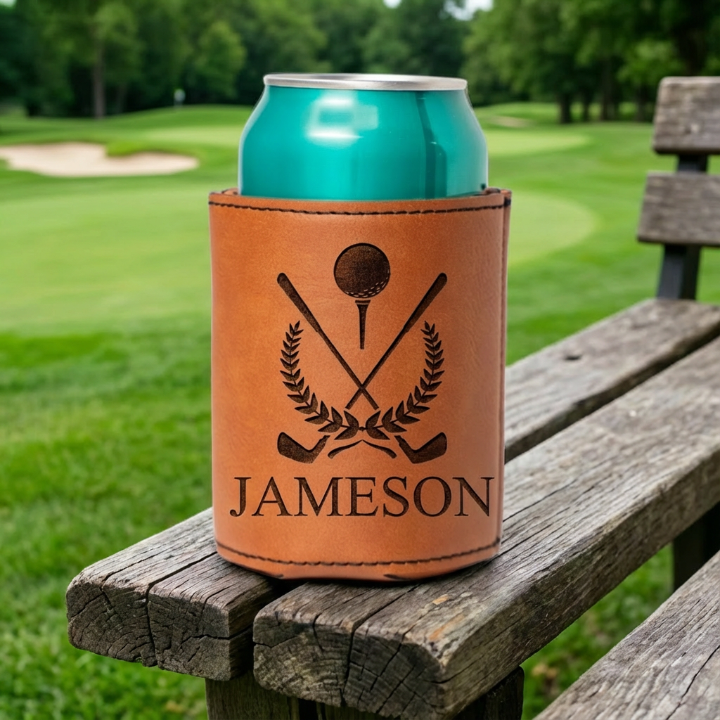 Customized Leather Golf Can Coolers