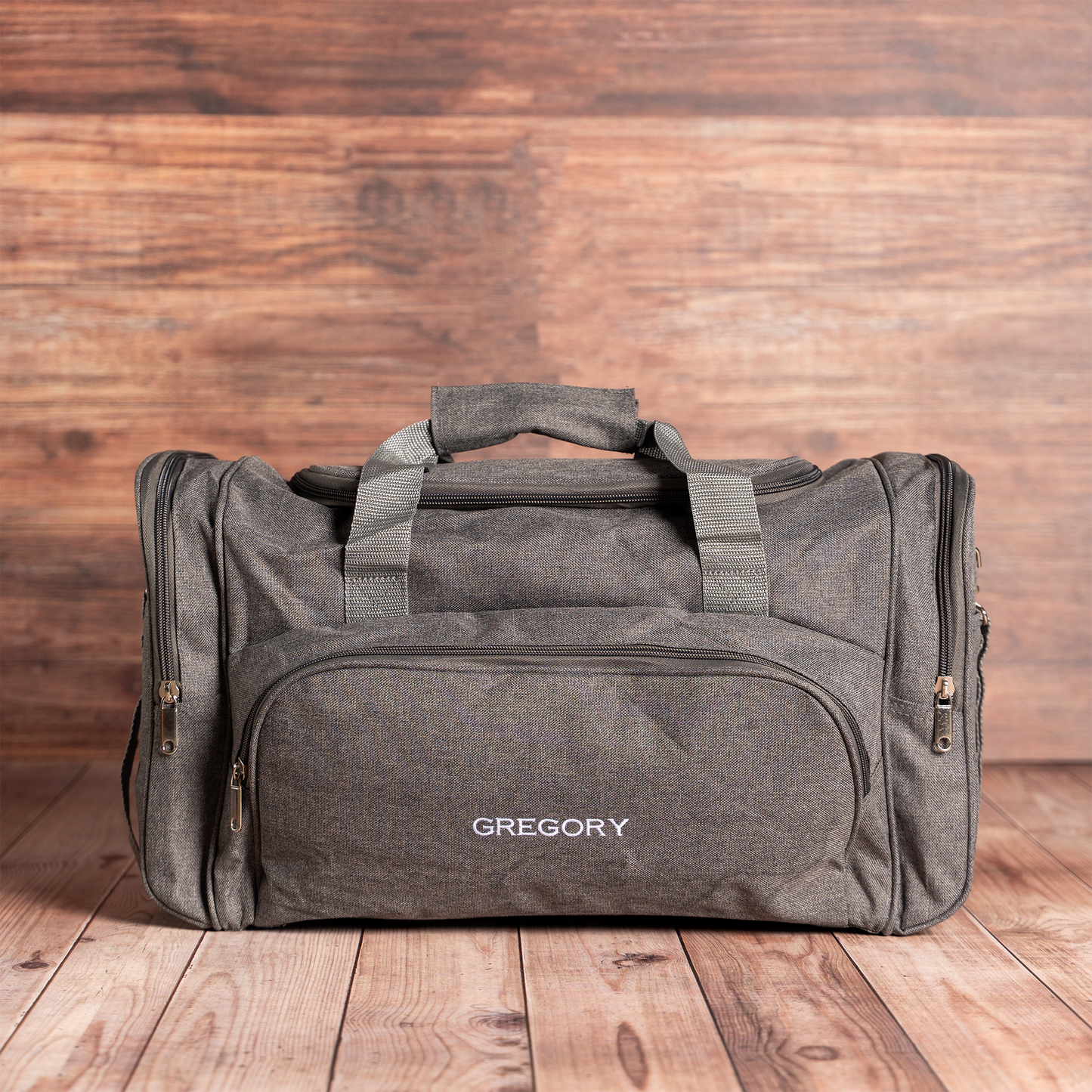 Customized Grey Duffle Bag