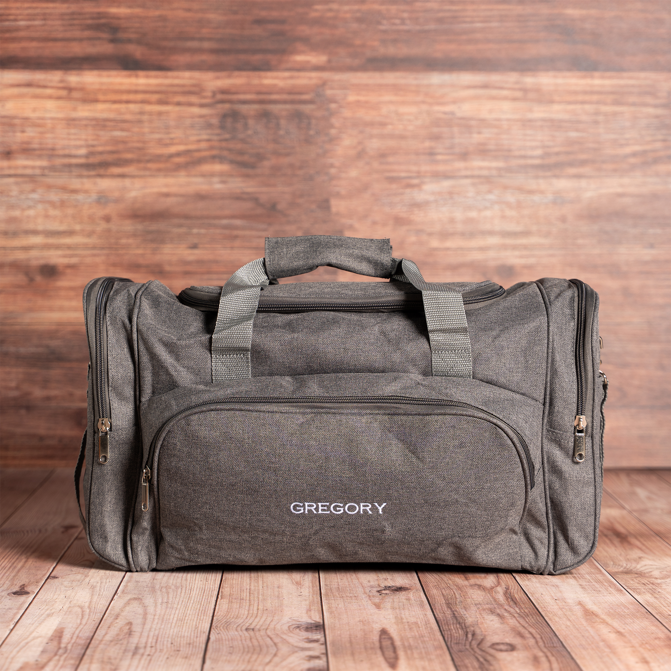 Customized Grey Duffle Bag