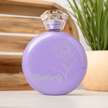 Personalized Birth Flower Glam Flask