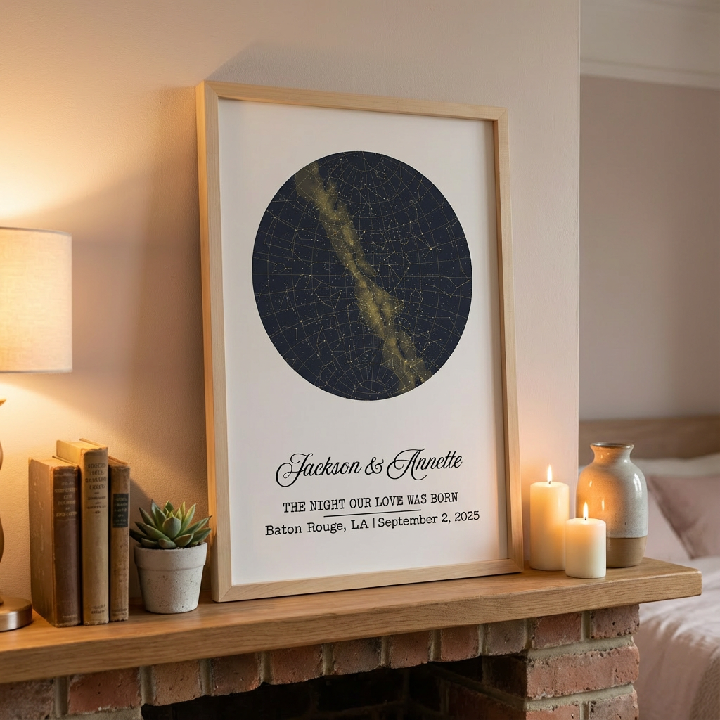 Customized Couples Star Map Framed Print