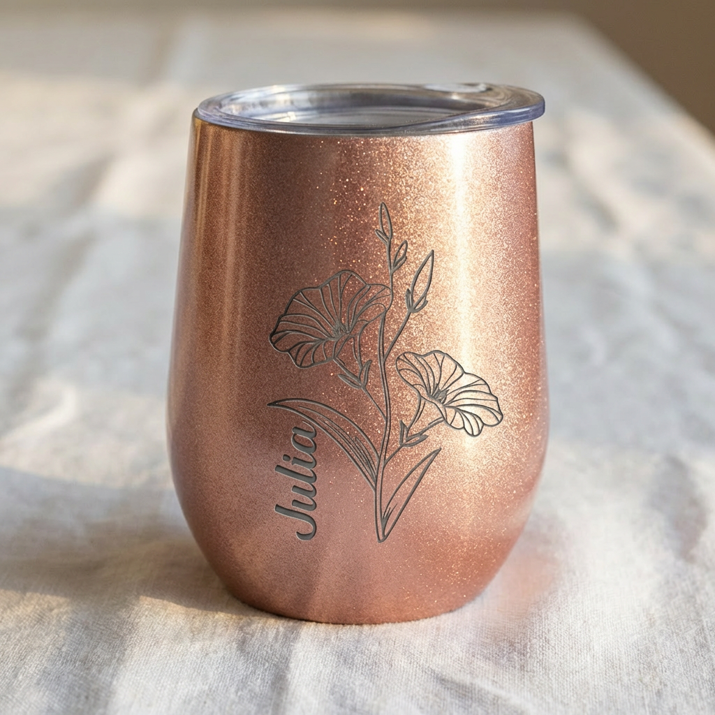 Customizable Birth Flower Wine Tumblers