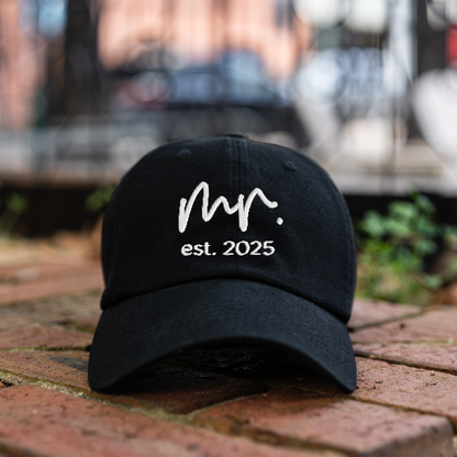 Custom Mr. & Mrs. Established Date Hats