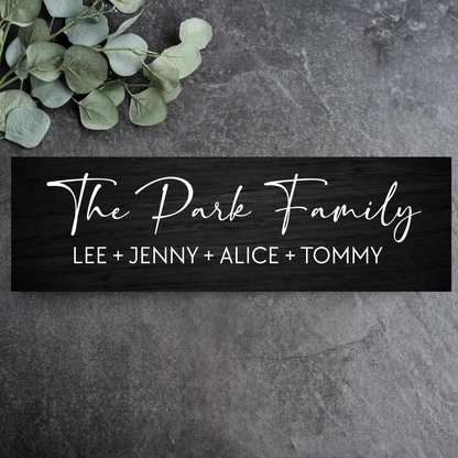 Customized Family Name + First Names Wood Plank Sign