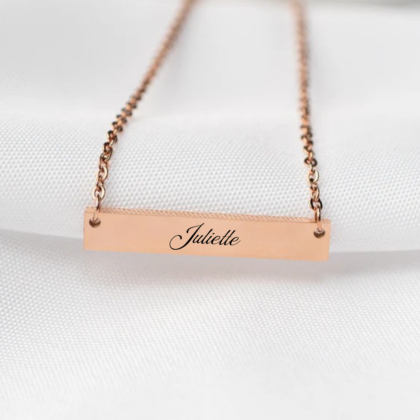 Custom Engraved Names & Hearts Bar Necklace