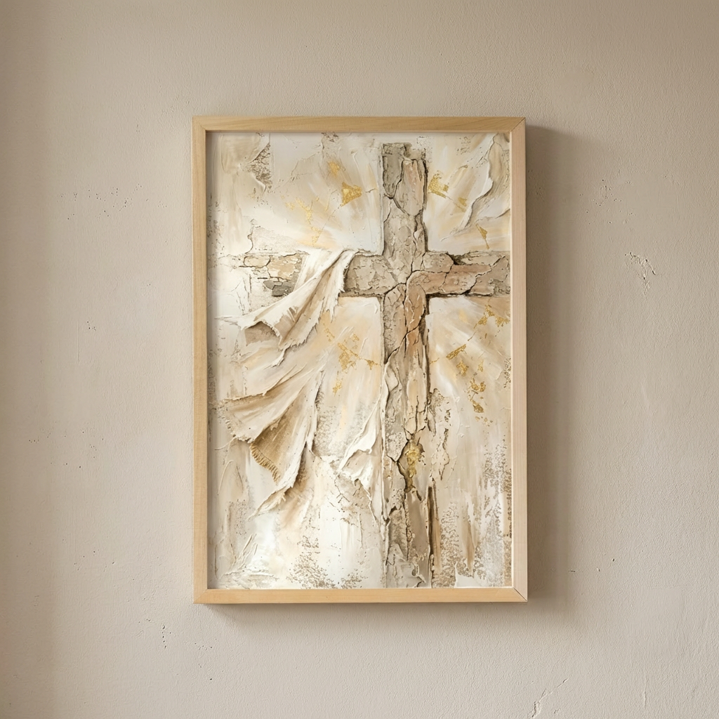 Easter Cross Wood Framed Art
