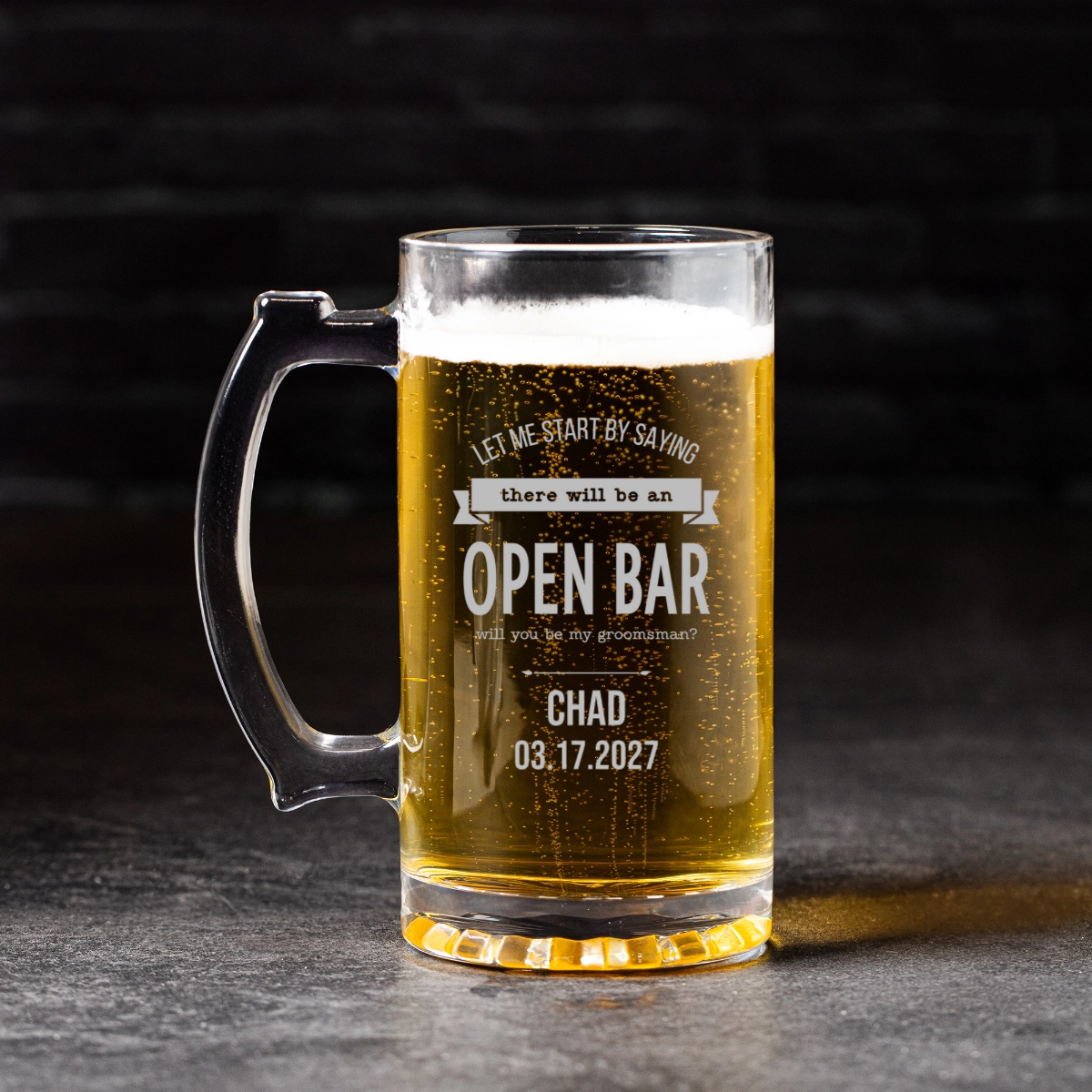 Customized 25oz Groomsmen Proposal Beer Mug