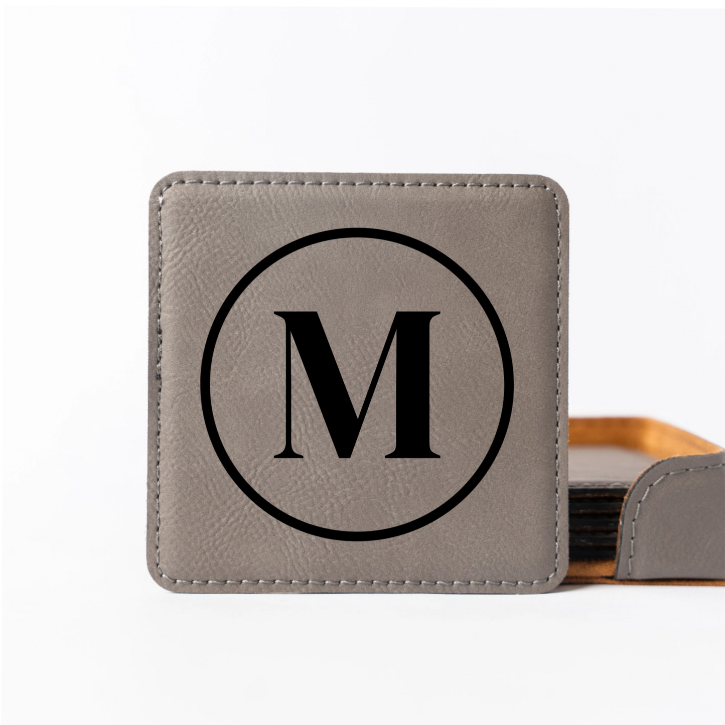 Customized Grey Square Coaster Set